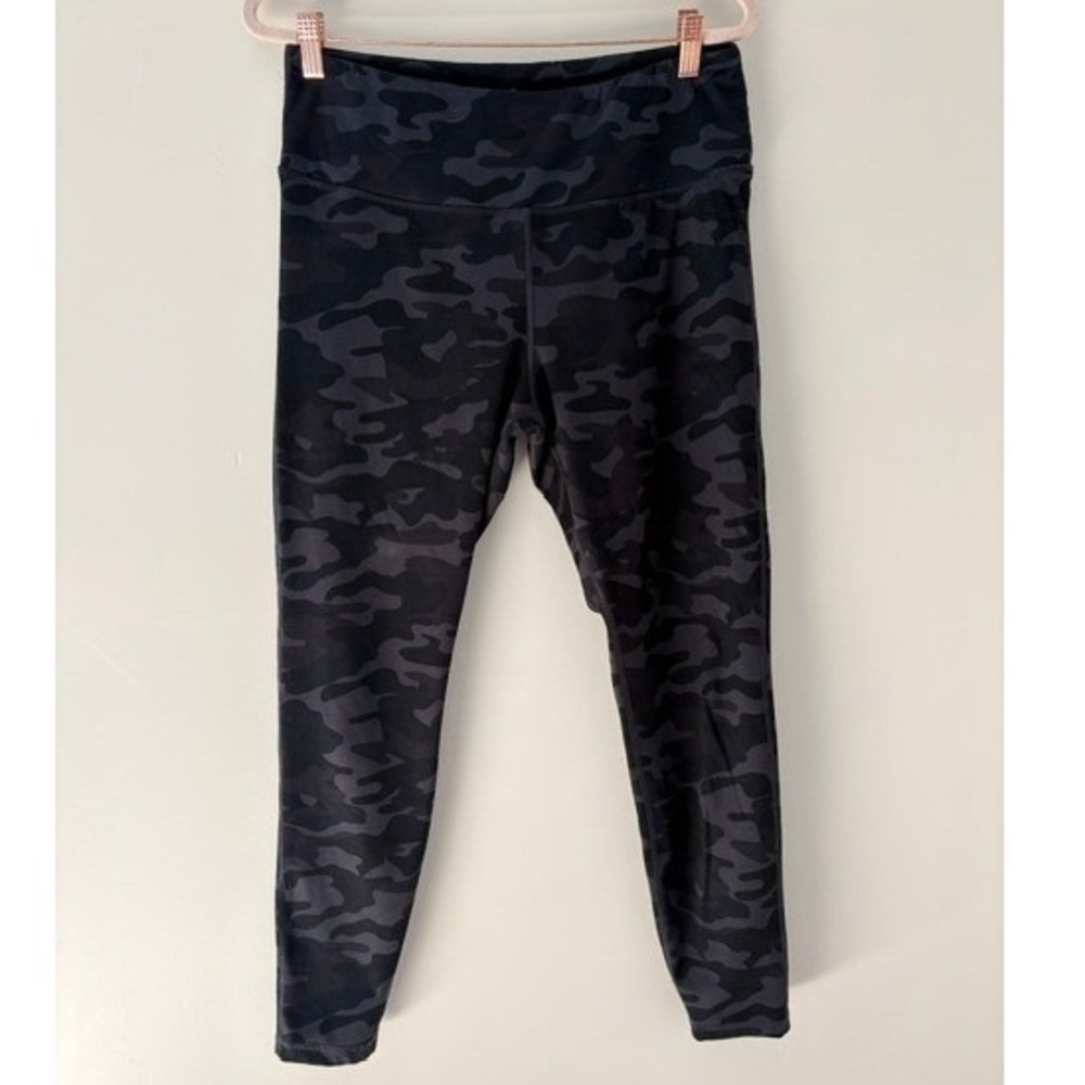 Danskin Womens Black Camo High Rise Performance Leggings Activewear Tights L